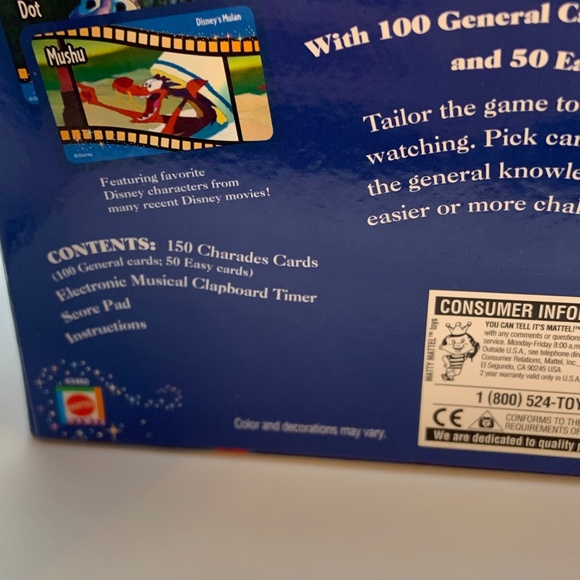 Disney Family Charades Game w/ Electronic Musical Clapboard Timer Mattel 2001 - Picture 13 of 15